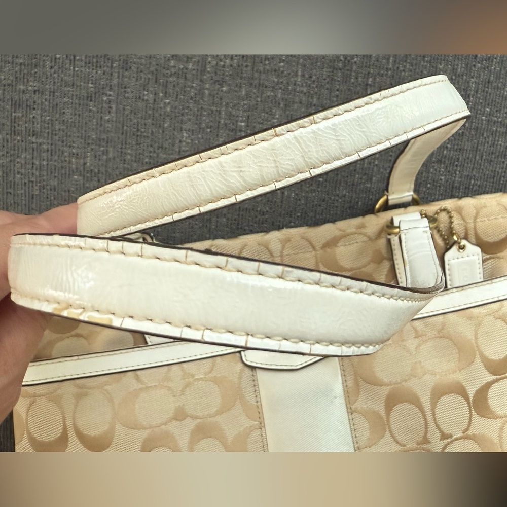 Coach Tan and White Signature Tote Bag - Picture 11 of 11
